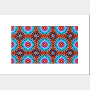 blue red moroccan tile pattern Posters and Art